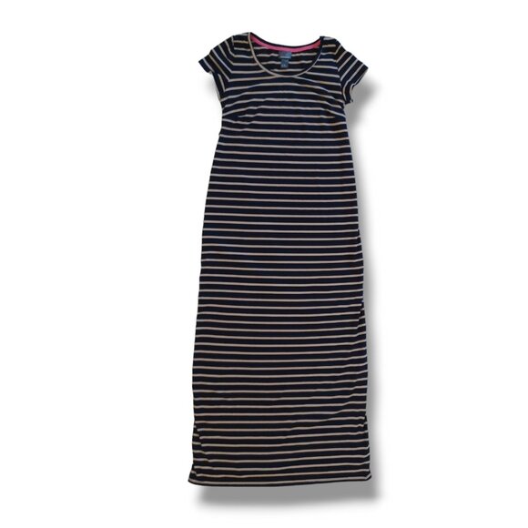 Oh Baby by Motherhood Maxi Tee Shirt Dress Striped Stretch Short Sleeve Size S - Picture 1 of 10